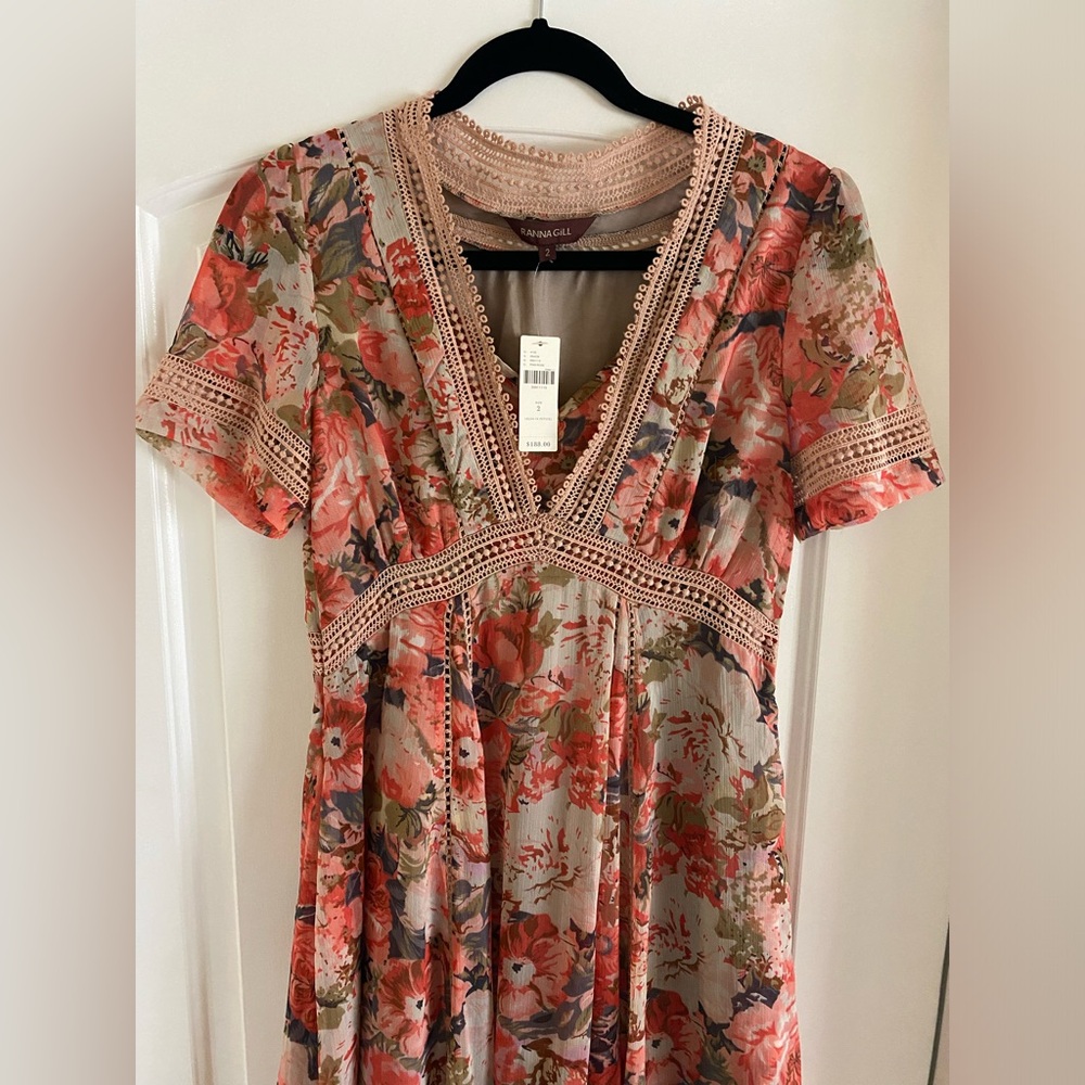 NWT -Anthropologie Ranna Gill Rose Bouquet Dress - size 2 - Picture 4 of 11